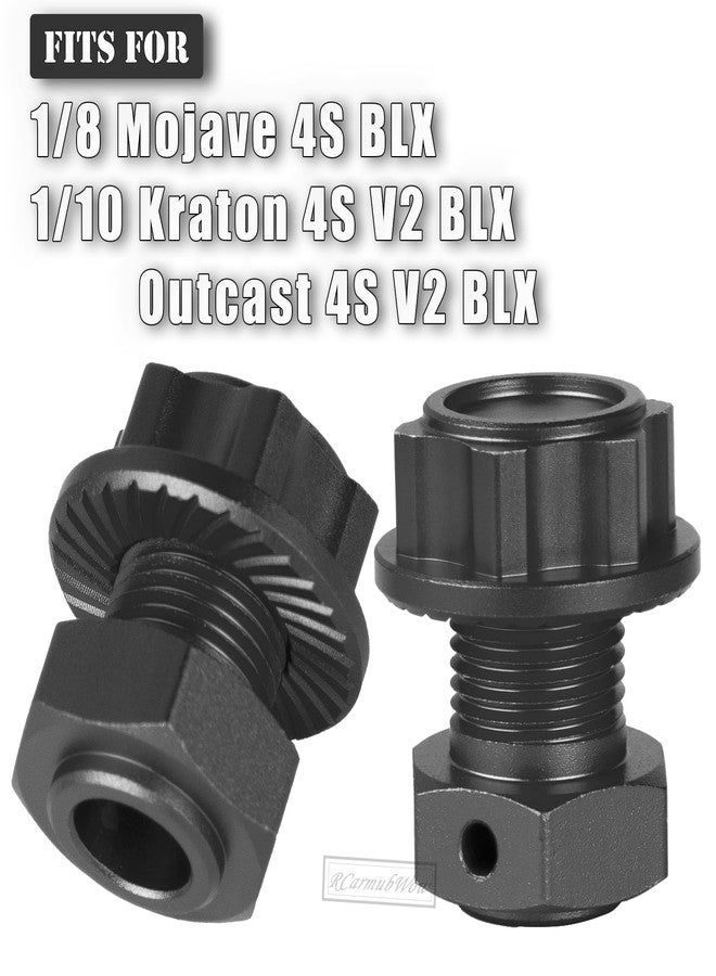 RcarmubWow RC 17MM Wheel Hex Hubs & Wheel Nuts & Wheel Wrench Upgrades Part for 1/8 Mojave 4x4 4S BLX,1/10 Outcast 4S V2 BLX,Kraton 4S V2 BLX,Alloy Wheel Hex Hubs Wheel Nuts,Black - Image 2